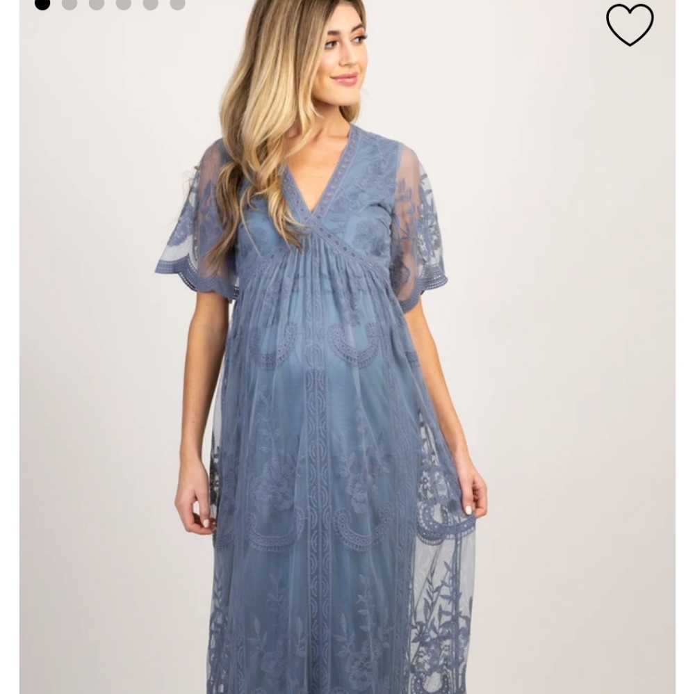 Pinkblush dusty blue lace overlay maternity maxi